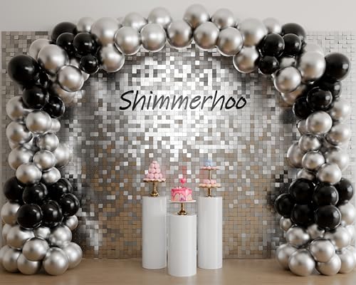 Image of Shimmer Wall Backdrop - 48pcs Decorations Panel | Wedding, Birthday, Anniversary, Engagement & Bridal Shower Party Decor Panel (Silver)