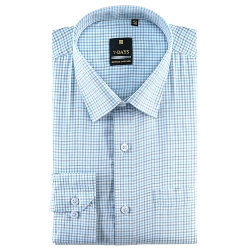 Image of 7-DAYS Men's Premium Checks Formal Shirt - Cotton Rich, Regular Fit, Full Sleeve, with Pocket, Wrinkle Resistant - Stylish Office & Everyday Wear.