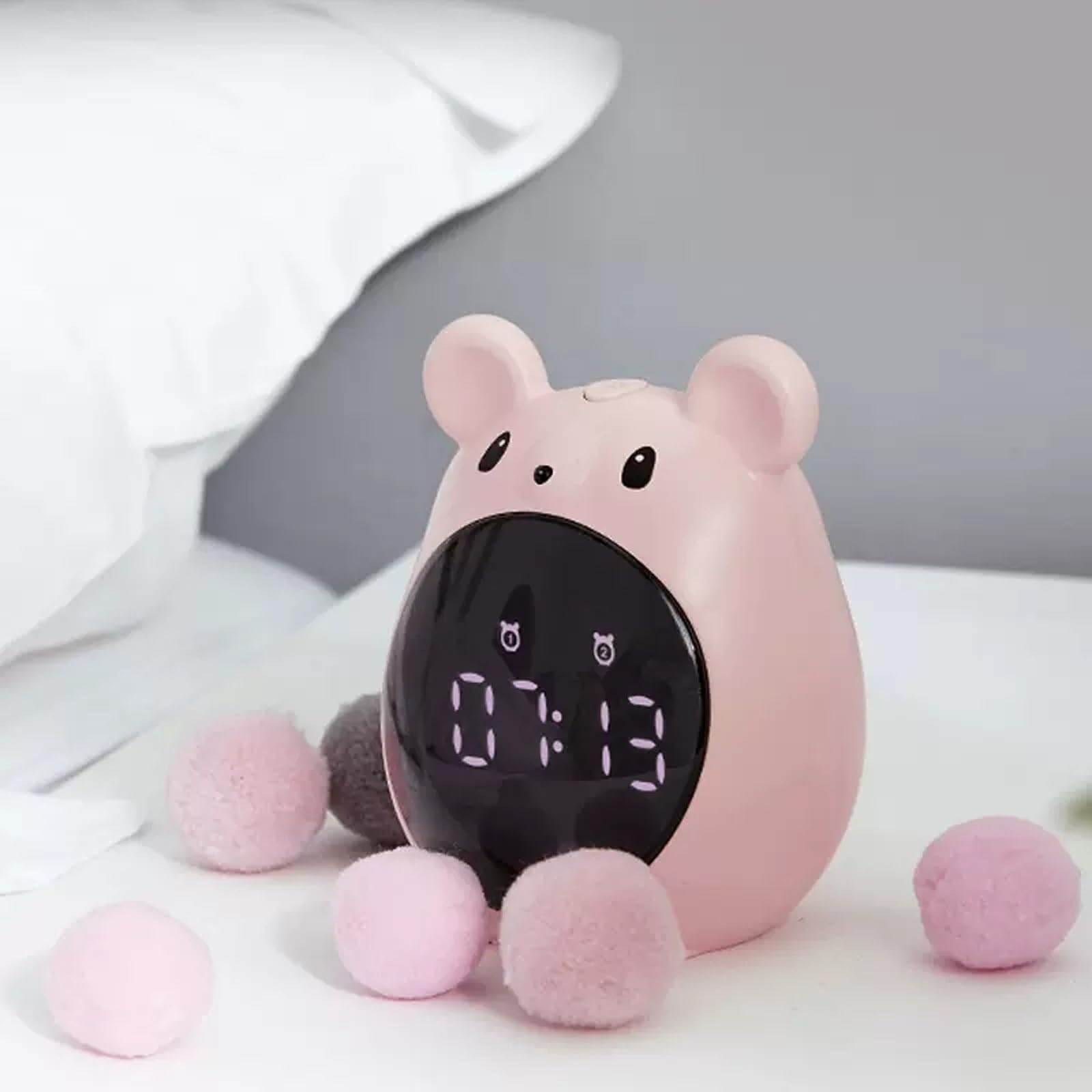 G5z9w3c7m2 Pink Loud Alarm Clocks Electronic Alarm Clock For Students, Silent Bedside Bedroom, High Volume, Children's(Pink)