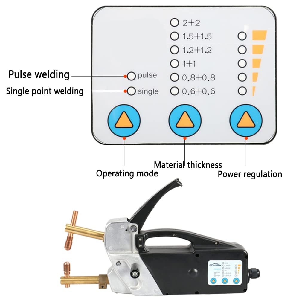 Soldadora eléctrica por puntos de doble cara, pistola de punta de soldadura portátil de 2,0 + 2,0 mm, soldadora por puntos monofásica para acero suave, herramienta de reparación de chapa para