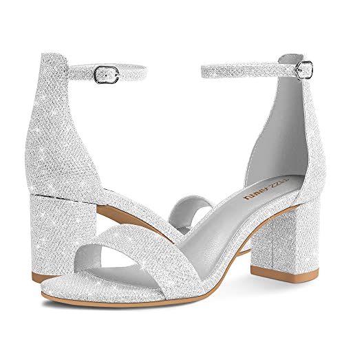 PIZZ ANNU Women's Low Block Chunky Heels Sandals Comfortable Open Toe Ankle Strap Party Dress Pump Shoes Strappy Buckle Heeled Sandal with 2 Inches Tall Thick Heel Design2