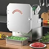 Elektrischer Gemüseschneider, Frühlingszwiebelzerkleinerer aus Edelstahl, zum Würfeln, Raspeln und Schneiden, Länge und Dicke des Gemüseschnitts einstellbar, für Restaurants, Privatküche