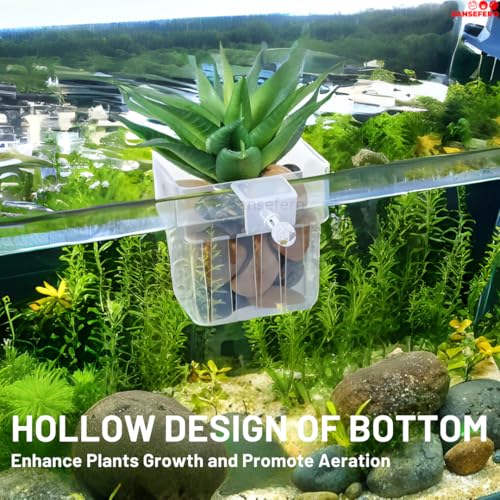 Image of SANSEFERO Water Plant Holder Pot Cup for Aquarium Fish Tank Decoration and Aquascape Aquaponic Plant Growing Landscape Plants Cup Decoration Hanging Type (Pack of 2)