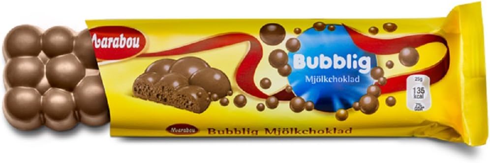 3 Bars x 60g of Marabou Bubblig - Original - Swedish - Aerated Milk Chocolate