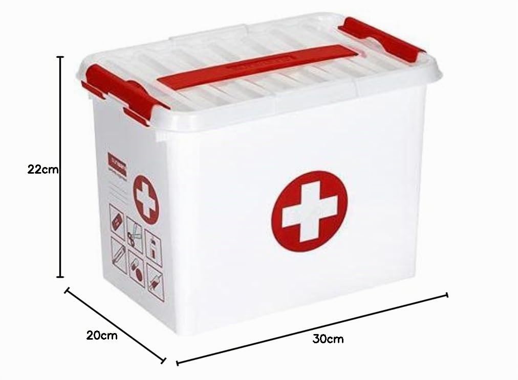 Sunware Q-Line Valigetta Pronto Soccorso Vuota 9L – 30x20x22,3cm – Cassetta Medica – Kit Primo Soccorso Casa Auto – Senza Contenuto