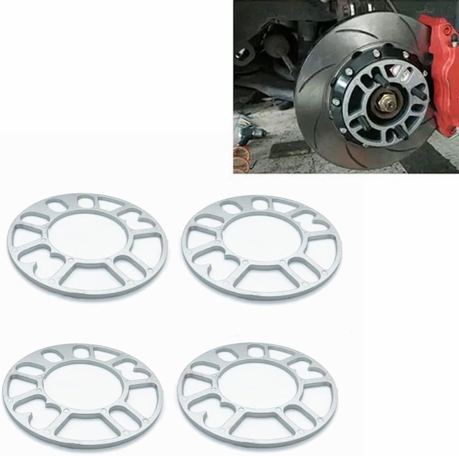 4-Pack, 5mm (3/16") Universal Wheel Spacers, Premium Aluminum Shim Kit fits Most 4x100 5x114.3 Bolt Patterns