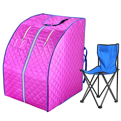 ZFF Far Infrared Sauna Steam, Home Portable Sauna Spa Room, Wired Remote Control With Folding Chair, Detox And Weight Loss (Color : Purple)