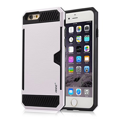iPhone 6/6s Case, iXCC ® Armor Series Credit Card Slot Holder Hard Cover Case [Shock Absorption, Anti Scratch] - Dual Layer 2 in 1 TPU+PC Case - White