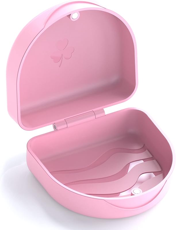 ARGOMAX Retainer Case for Clear Aligners, Pink Magnetic Travel Box | Slim orthodontic storage for braces, night guards, dentures and daily travel; washable magnetic closure