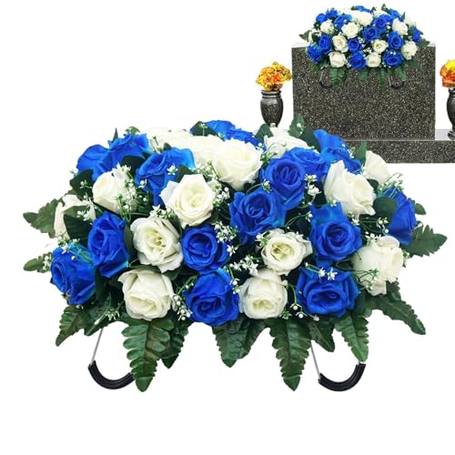 Grave Flower Saddle - UV-Resistant Artificial Rose Outdoor Grave Decor - Tombstone Saddle Flower Arrangements - for Mother's Day Father's Day Outdoor Display image 3
