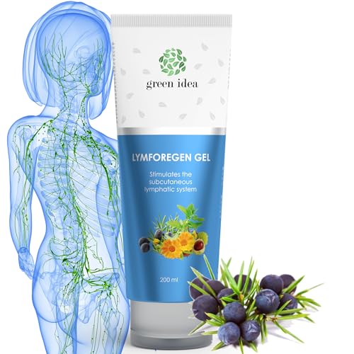Green idea - Lymforegen Gel - Stimuliert das Lymphsystem mit 15 Kräutern und ätherischen Ölen - effektive Regeneration - unterstützt Lymphdrainage und Entwässerung- aktive Kräuterformel 200 ml