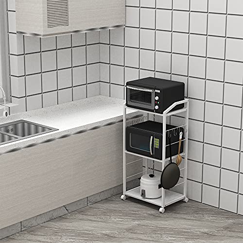 Vedecasa Large Modern White 3-Tier Mobile Printer Stand Computer Tower Stand Pc Stand Cpu Stand Wooden Adjustable Shelf For Home Office Kitchen Organizer Storage With 8 Hooks #TOP5