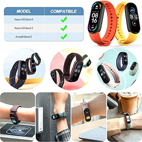 20 Pieces Strap Replacement Compatible with Xiaomi Mi Band 6 / Xiaomi Mi Band 5 / Amazfit Band 5, Bands for Xiaomi Mi Band 5 Bracelet Wristbands Accessories Silicone for Mi Fit 5 Straps