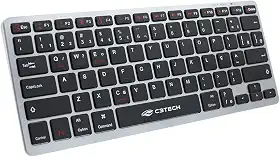 C3Tech, K-BT50BK, Teclado Bluetooth Recarregável, sem fio, compacto atalhos Multimidia Anti-Respingo bateria interna recarregavel com cabo USB tipo C, Preto