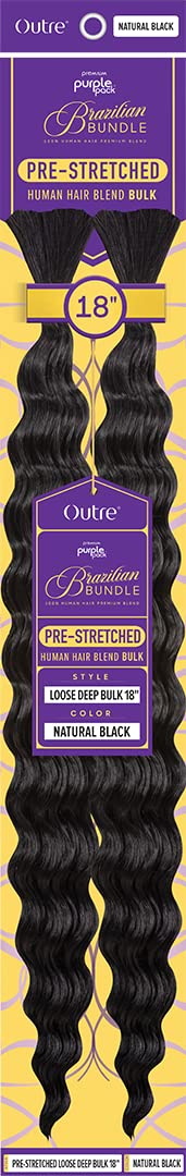 Purple Pack Brazilian Bundle - Prestretched Loose Deep Bulk 18" (Natural Black)