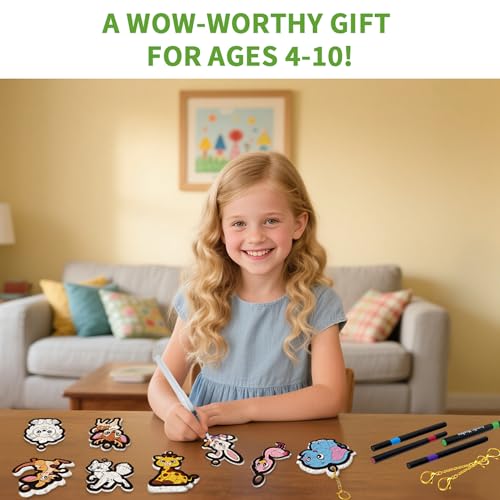 Image of 3D Art Kit Aqua Magic Puffs Animals, 15 Mess-Free Paint by Number Craft for Kids, DIY Coloring Kits,Christmas&Travel Gifts & Stocking Stuffer for Girls and Boys, Art Projects with Puff Markers