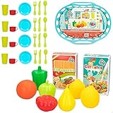 ColorBaby 1525402 Einkaufskorb mit Zubehör My Home Colors, Sortiert, 33 piezas