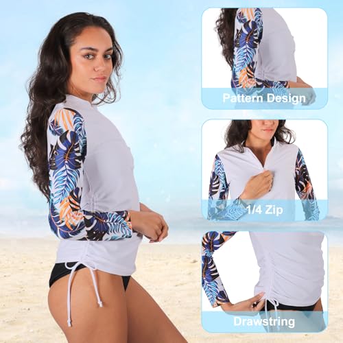 Camiseta protector solar mujer manga larga UPF 50+ con cremallera para baño 4