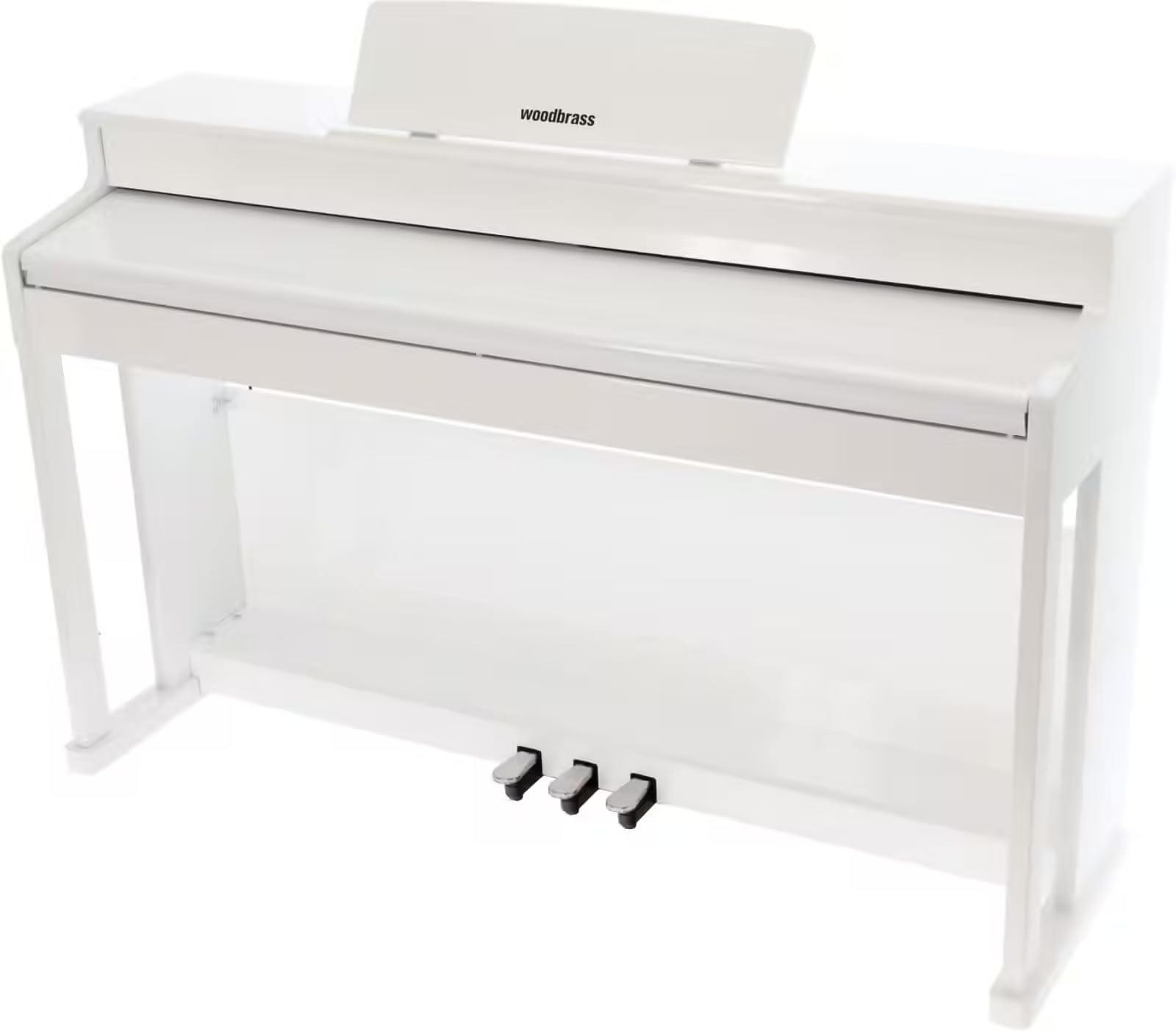 Woodbrass DP2 MK2 Piano Numérique Meuble Blanc Brillant 88 Notes Toucher Lourd PHK – Clavier Hammer Action, Bluetooth, USB MIDI/Audio, 192 Voix, 29 Sonorités, 3 Pédales, Double Sortie Casque, Finition
