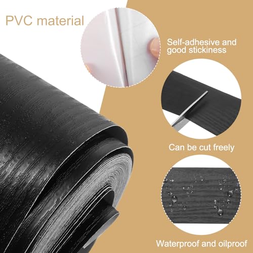Image of uxcell 1 Roll Wood Grain Tape, 2.36 inch x 49 Ft Realistic Textured Repair Tape Self Adhesive Wood Textured Patch for Floor Wall Door Table Cabinets Desk Furniture Home Decor(Black)