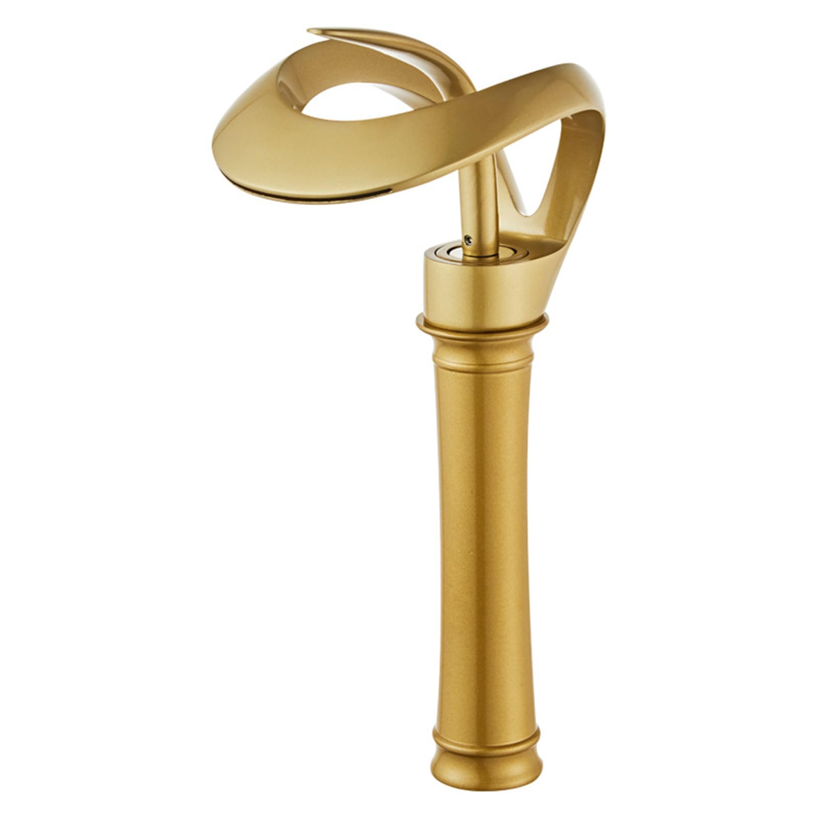 Wasserhahn Bad Hoch Wasserfall Warm Und Kalt Einhand Waschtischarmatur Wasserfall Hoch Messing Waschbecken Armaturen,mattiertes Gold
