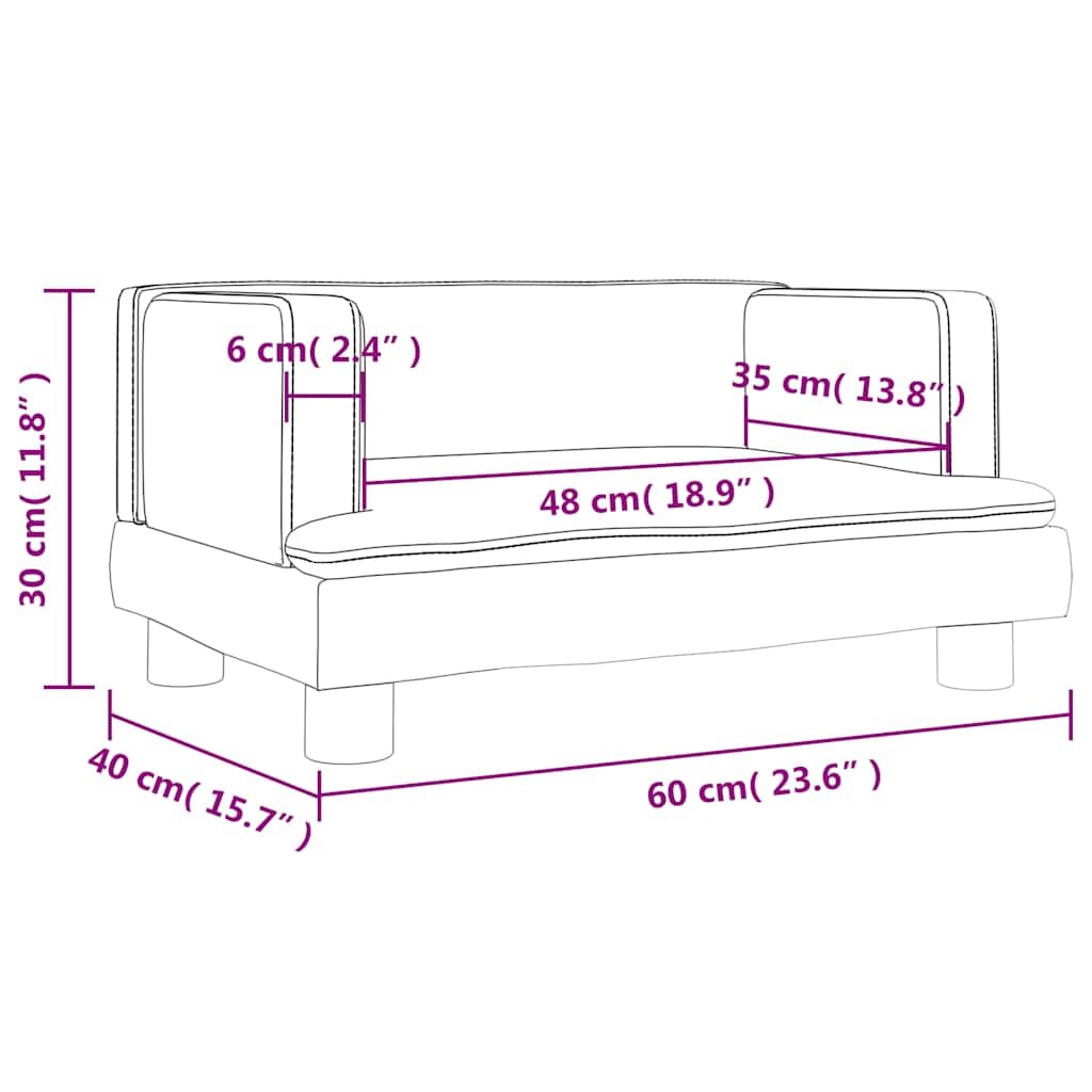 Sofa dziecięca czarna ze sztucznej skóry 60 x 40 x 30 cm z wyściółką piankową, lite drewno sosnowe, do pokoju dziecięcego, siedzenia, zabawy, porządku