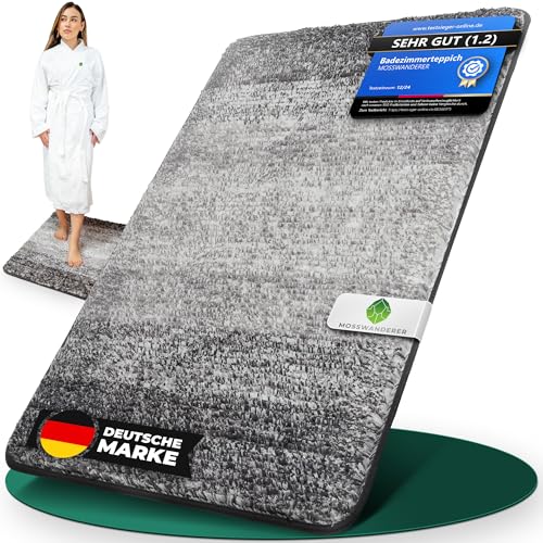 MOSSWANDERER Badezimmerteppich [50x80] Badematte rutschfest – Luxus...
