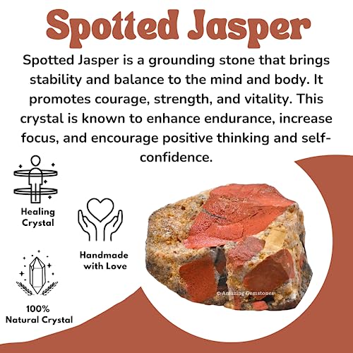 Image of Amazing Gemstone 2 Pieces Spotted Jasper Raw Crystals and Healing Stones, Natural Rocks for Tumbling and DIY Raw Stones and Crystals