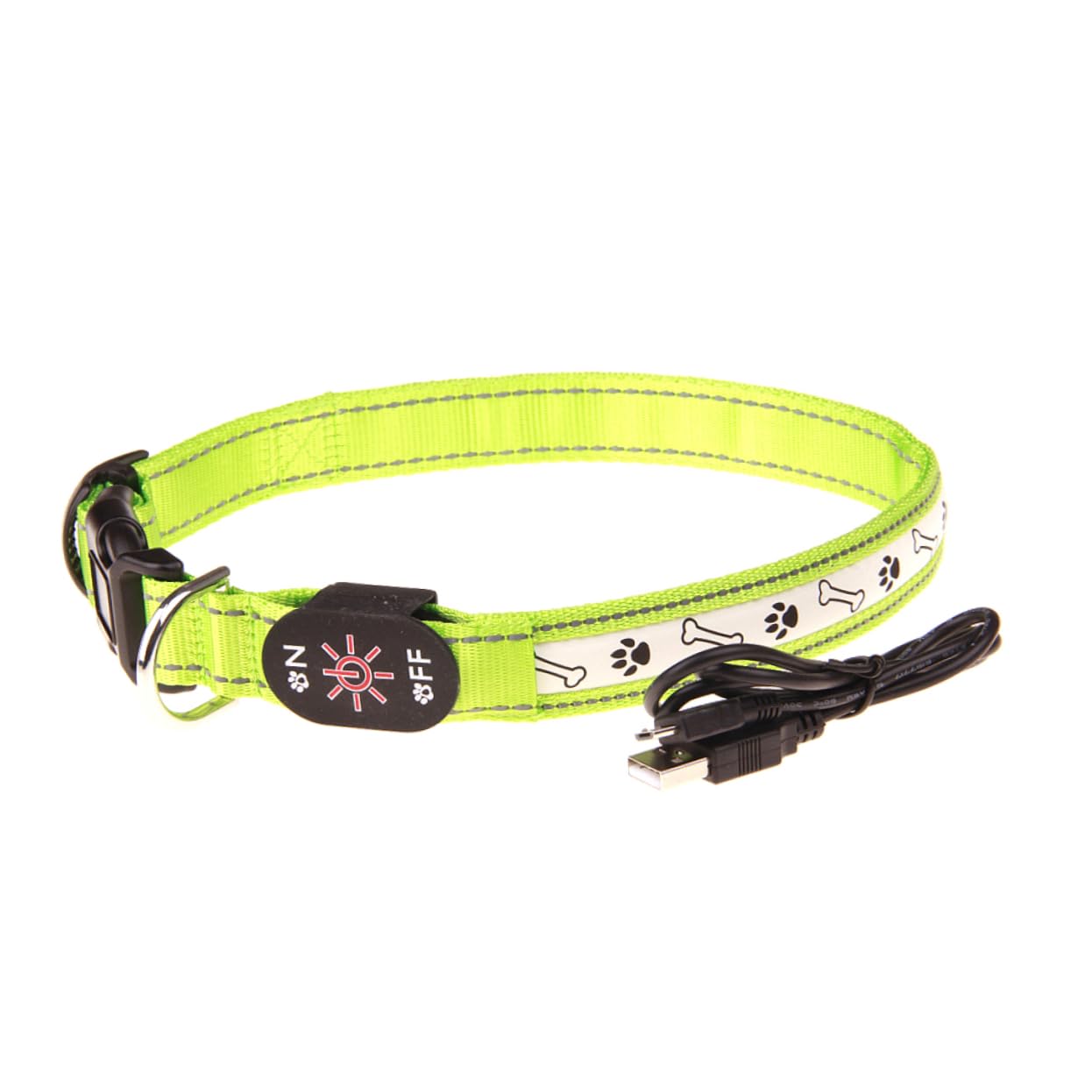 Kisangel 3piezas Collar Led para y Recargable Collar Luminoso para Seguridad Nocturna Mediano Verde