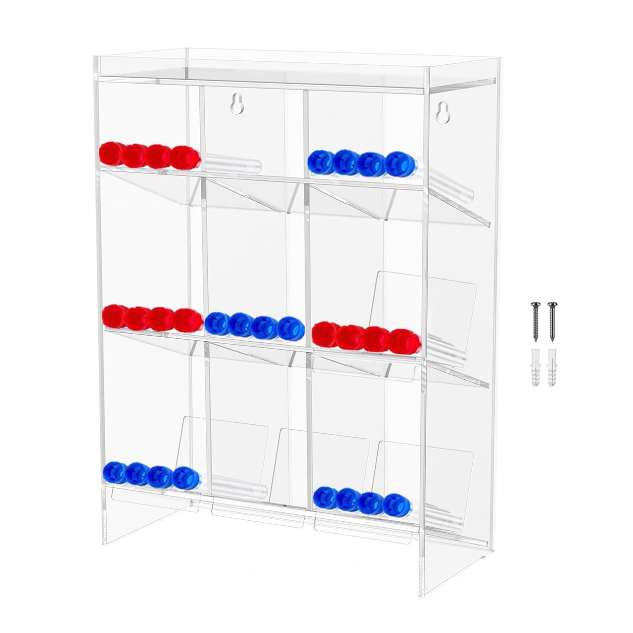 Scienfocus lab Clear Acrylic Test Tube Rack 9-Grid Wall Mounted Pipe Rack, Suitable for Laboratory Test Tubes, Home and Office Storage Racks (16 x 12