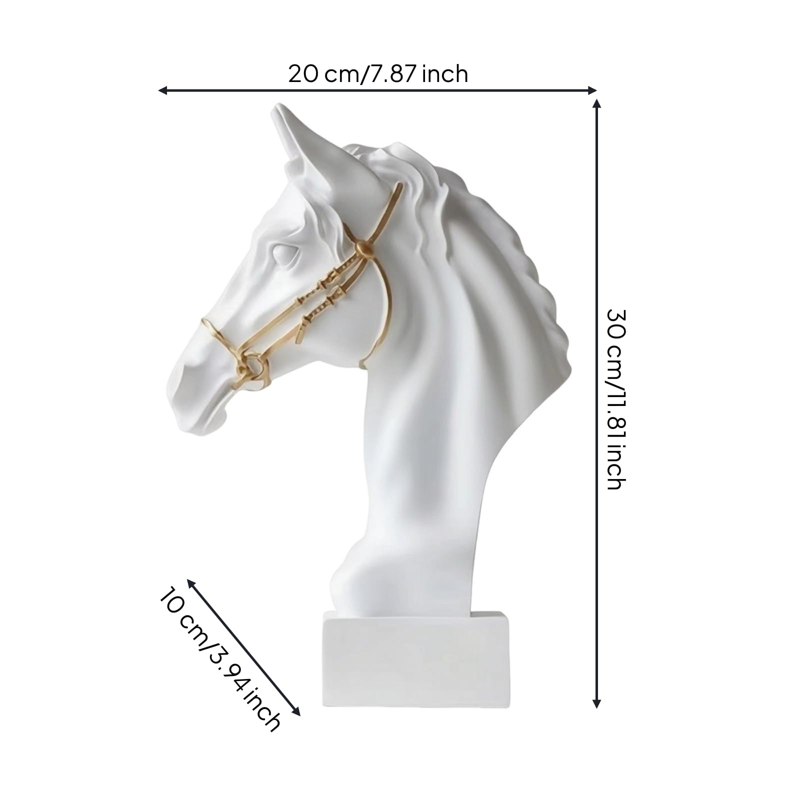 Escultura Cabeza Caballo Estilizado Estatua Caballo con Brida Dorada Compacto coración para Recibidor, Negro, Estilo Europeo
