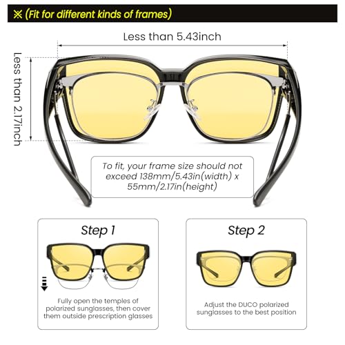 Image of DUCO Fit Over Sunglasses for Men Women Wear Over Glasses Retro Wrap Around Polarized Sun Glasses UV400 Protection DC8981