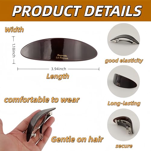 Broche Frances Café Kenfoau Modelo K056-brown acetate, clip oval clásico de acetato con fuerte sujeción para cabello fino y grueso miniatura 7
