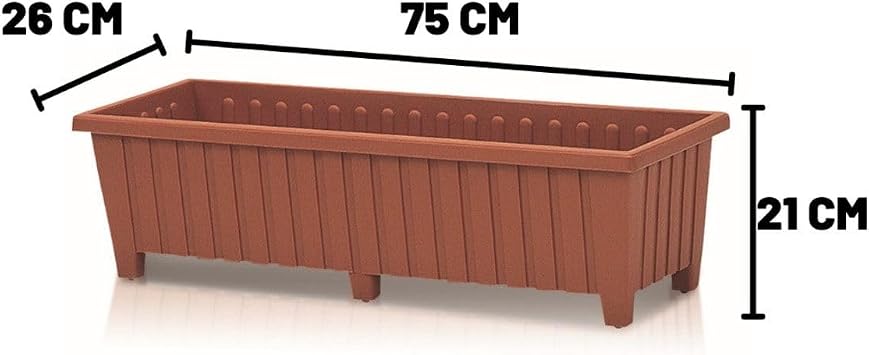Dekoratif Balkon Saksısı 26 Litre 6 Ayaklı Cafe Otel Saksı Büyük Saksı Kahverengi 26x75x21 Cm Kahverengi