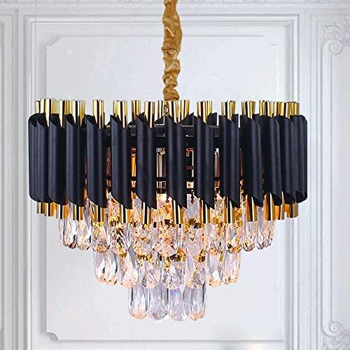 Mahganya Decorative Crystal Chandelier for Home Decoration | Jhumar for Home Decoration | Diwali Decoration Lights | Jhoomer for Living Room | Standard, Golden (Black Gold, Small)