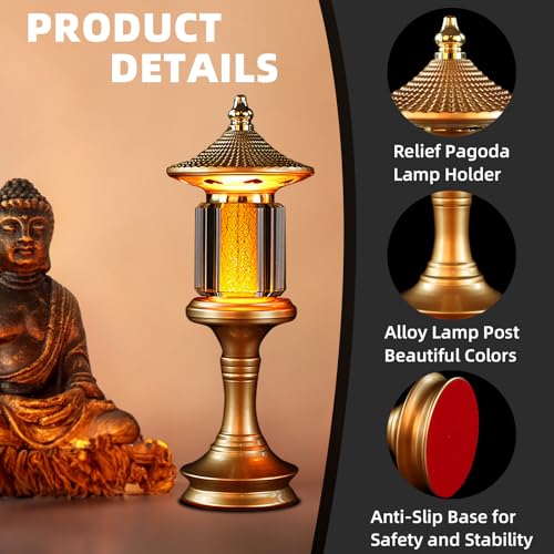 Image of Lotus Flower Lamp Palace Crystal 7 Color LED Buddhist Meditation (10in) | Soft Lighting;Multi-scene Decor;Alloy Glass;Dual Function;Zen Symbol