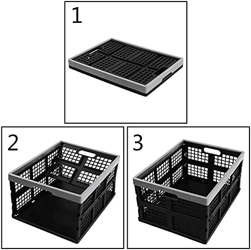 Bblie Plastic Collapsible Crates, Folding Crate Basket, 42 Liter, Set of 3