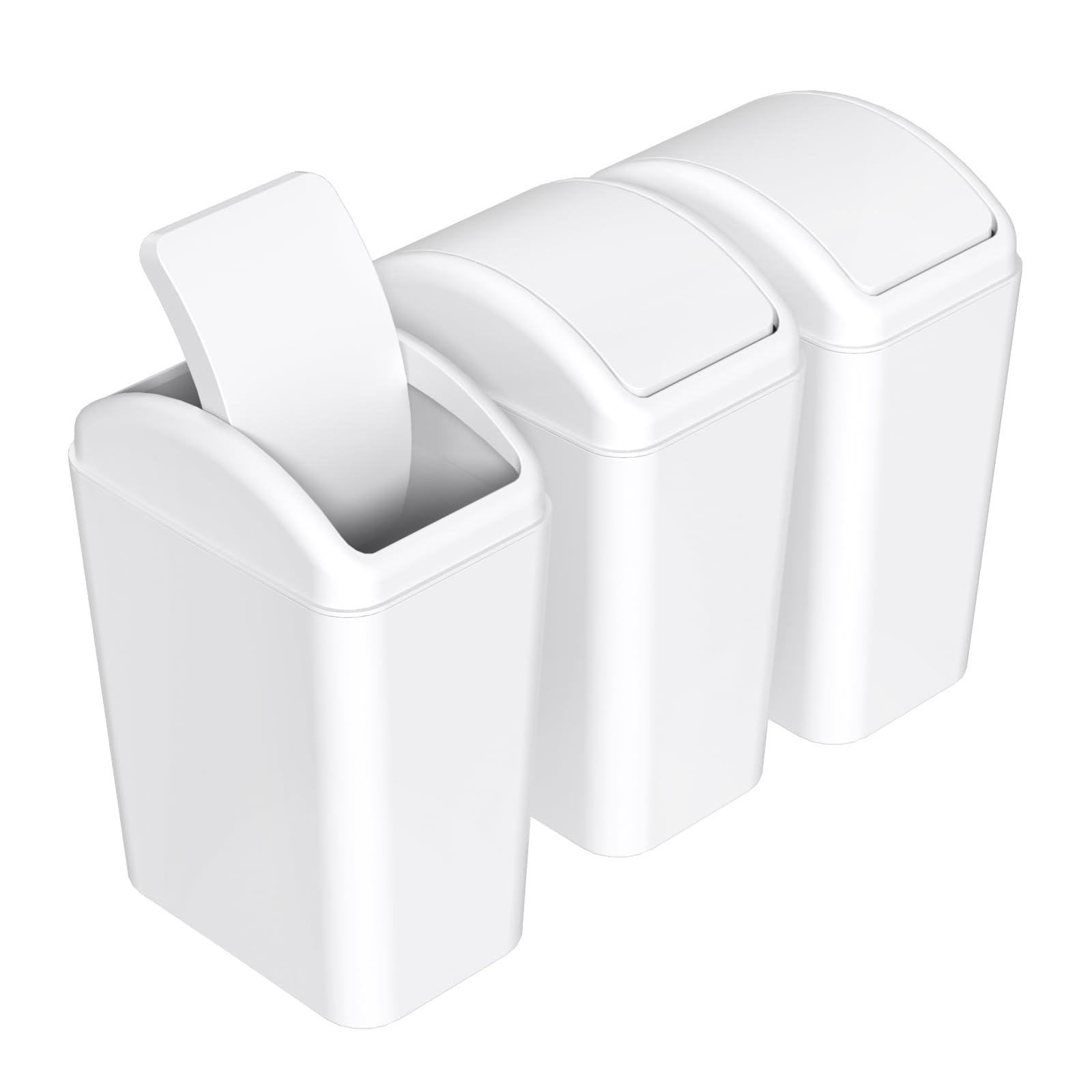Yesdate 3-Pack 4.5 Gallon Plastic Trash Can with Swing Lid, Swing-Top Waste Can, White-image-17