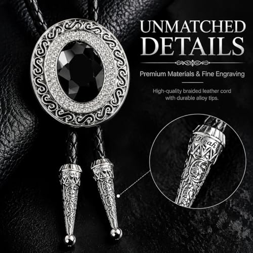 Image of Western Bolo Tie Cowboy Bolo Ties Rhinestone Necklace Bola Tie for Men Women