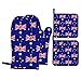 Ofenfäustlinge mit australischer Flagge und 2 Topflappen, Topflappen-Grillhandschuhe, weiches Baumwollfutter, Küchenmikrowellenhandschuhe
