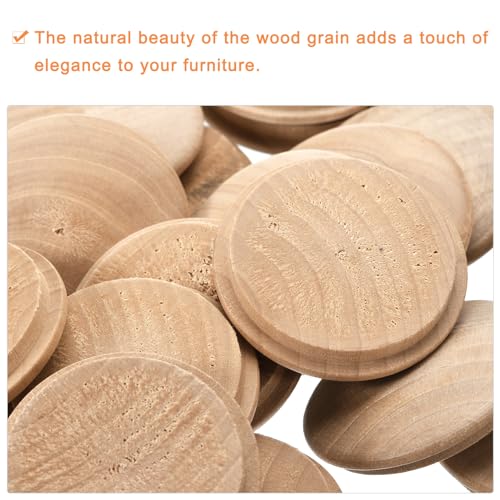Image of uxcell Wood Plugs, 25Pcs 45 x 40 mm - Beech Wood Button Top Plugs, Screw Hole Covers, Decorative Wooden Cover for Stair Chair Craft Furniture Woodworking