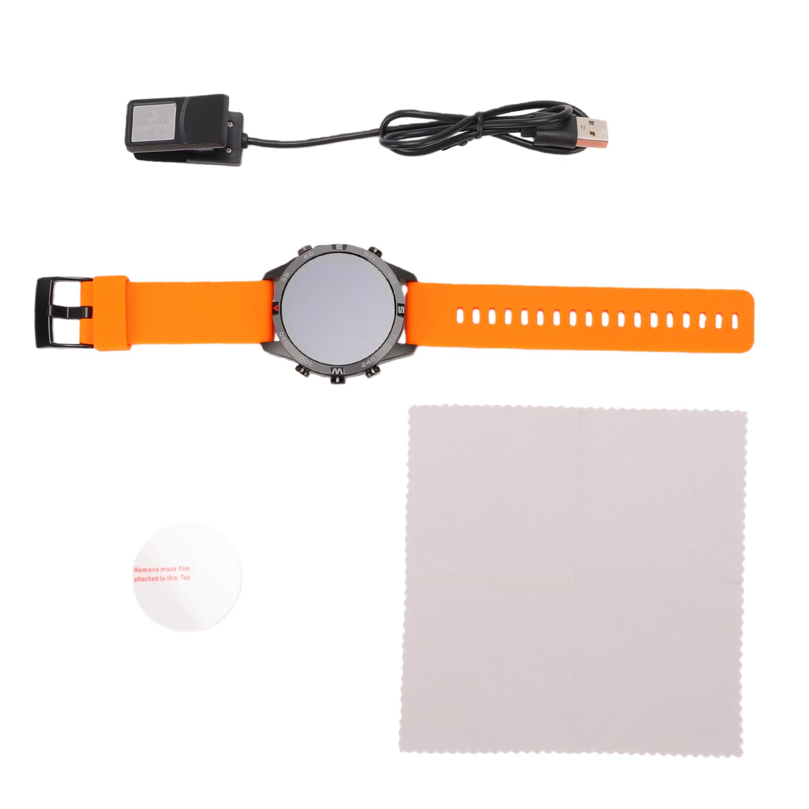 POENVFPO Reloj Deportivo Multifuncional con Navegación GPS Beidou, Monitor de Frecuencia Cardíaca, Altímetro, Brújula, para Senderismo y Seguimiento de Actividad Física Al Aire (Negro+Naranja)
