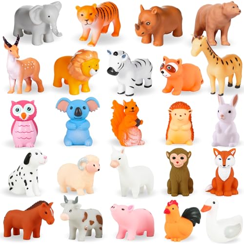 Image of WQTHE Baby Bath Toys, for Infants 6-12& Toddlers 1-3, No Hole Bathtub Toys (Animals Big Box Combo, 24 Pcs)