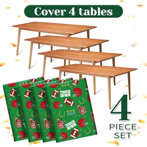 Image of Football Tablecloth 4 Pack Super Bowl Party Supplies Game Day Decor