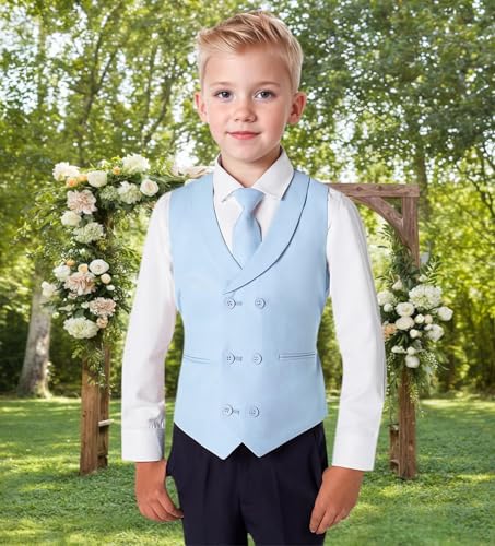 Kids Vests for Boys Formal Slim Fit Suit Vest Toddler Youth Boy Wedding Prom Party Ring Bearer Solid Waistcoat Tuxedo3