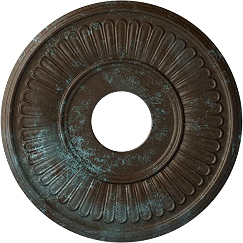Image of Ekena Millwork 15 3 /4 inchOD x 3 7 /8 inchID x 3 /4 inchP Berkshire Ceiling Medallion Fits Canopies up to 7 inch Ceiling Medallion, Bronze Blue Patina