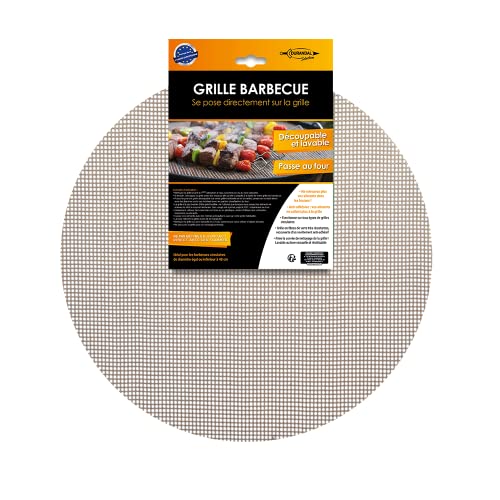 Durandal Grillmatte für Gasgrill - Grillplatte - Grillfolie für Gasgrill & Holzkohlegrills mit Antihaftbeschichtung - BBQ Grillmatten für Holzkohle - Wiederverwendbare - Grill Zubehör (Rund, Ø 48 cm)