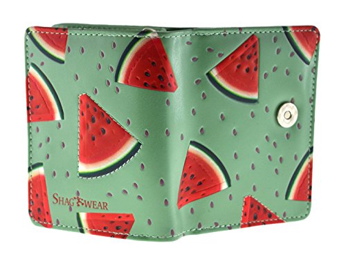 Shag Wear Small Watermelon Fruit Wallet for Women and Teen Girls Vegan Faux Leather 4.5" Green2
