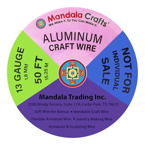 Image of Mandala Crafts 13 GA Silver Black Red Assorted Anodized Aluminum Craft Wire | 300 FT, Colored, Flexible, Bendable for Bonsai Armature Sculpting Wire Wrapping Jewelry Making, Weather & Tarnish Resistant