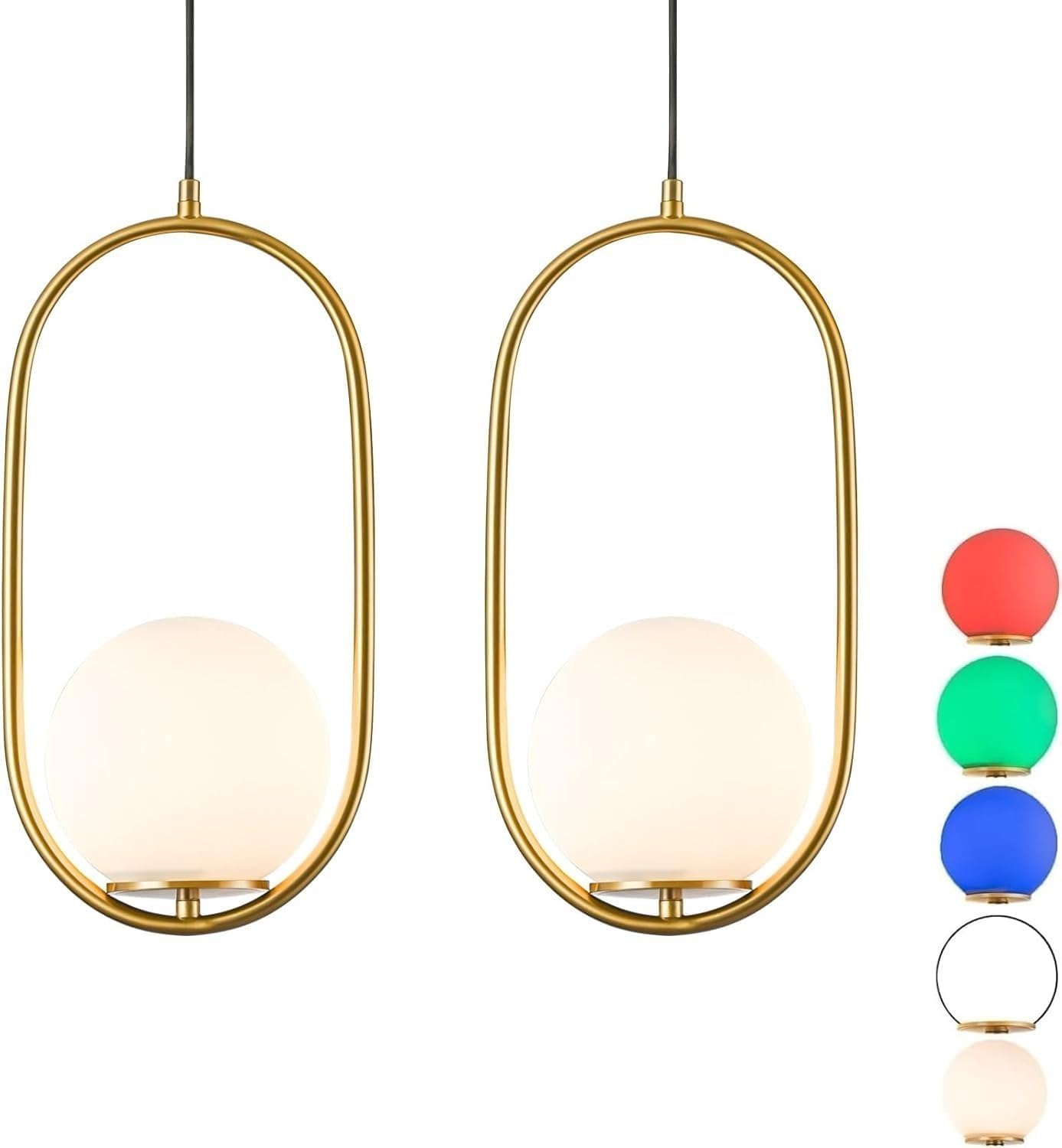 Ceiling Light Battery Operated Chandelier Lights Set of 2，Rechargeable Indoor Pendant Light，Hanging Light Fixture with Remote Control Dimmable for Dining Room Kitchen Bedroom Living Room (Gold, Large)
